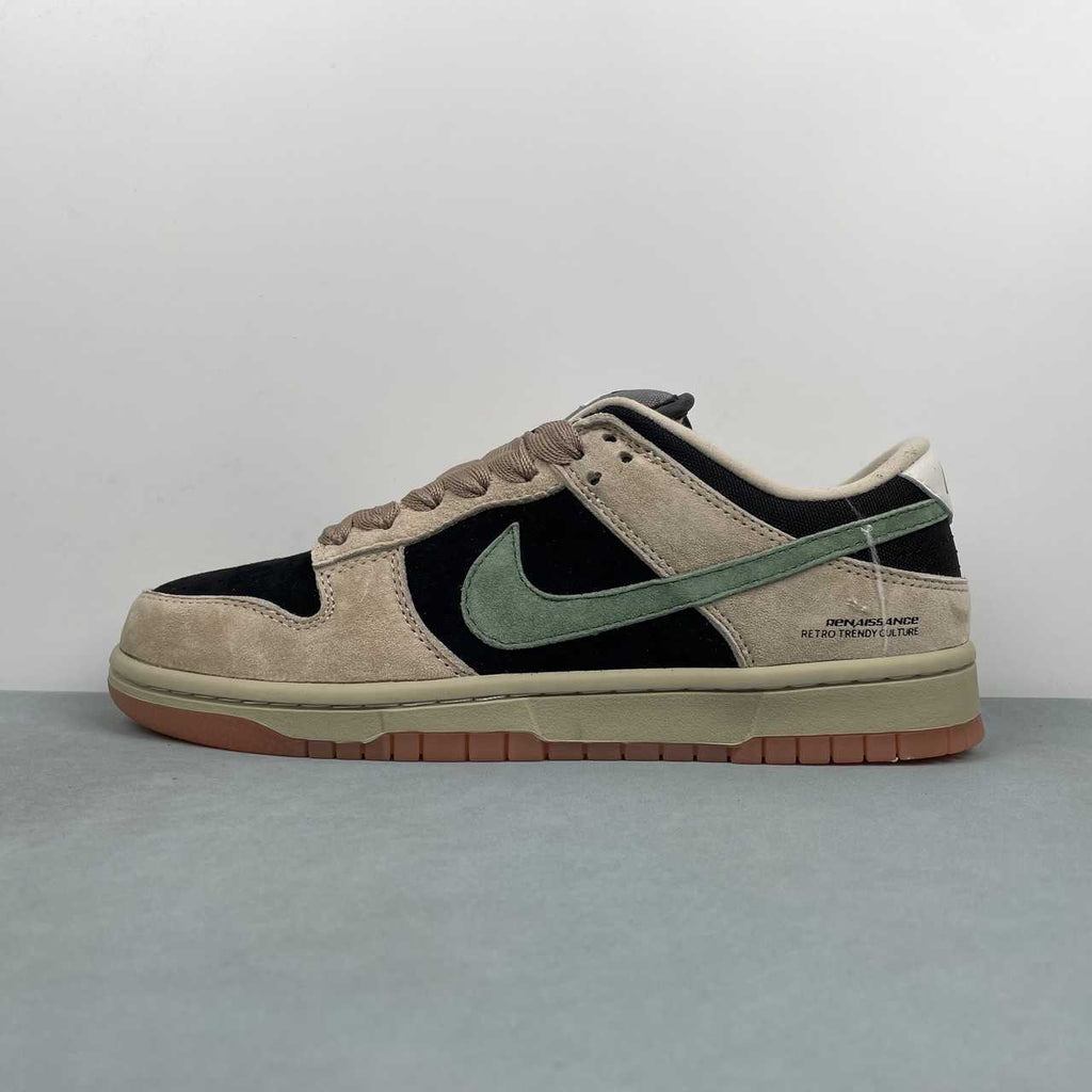 Nike Dunk Low Sneakers - Beige, Black & Sage Green  HJ0367-200