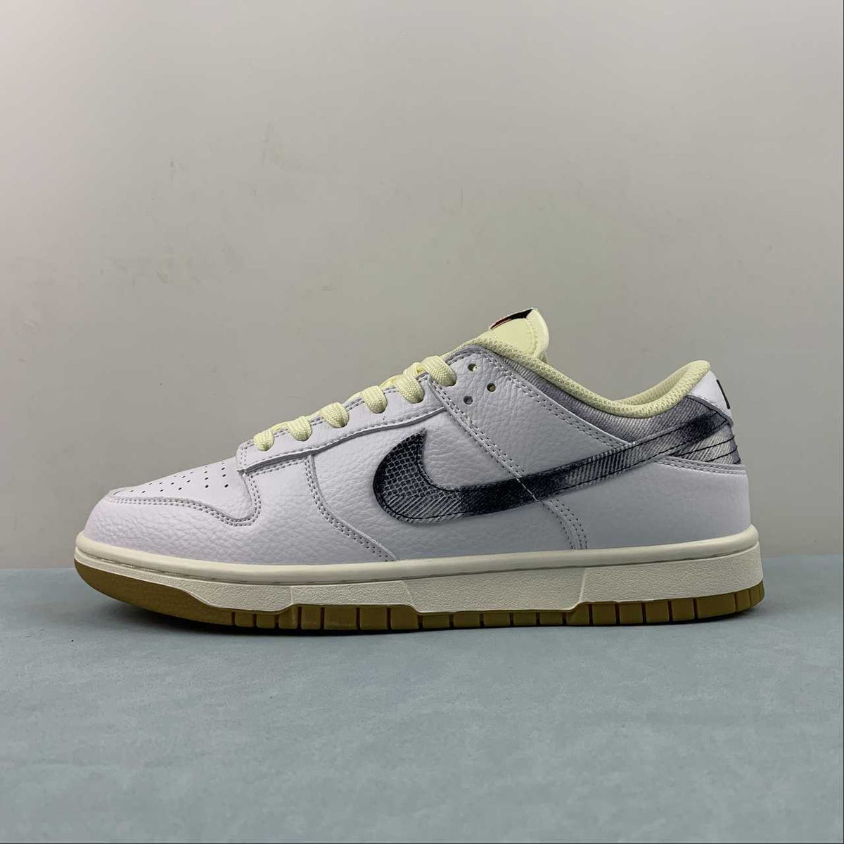 Nike Dunk Low Sneakers – White, Grey & Pale Yellow   FN6881-100