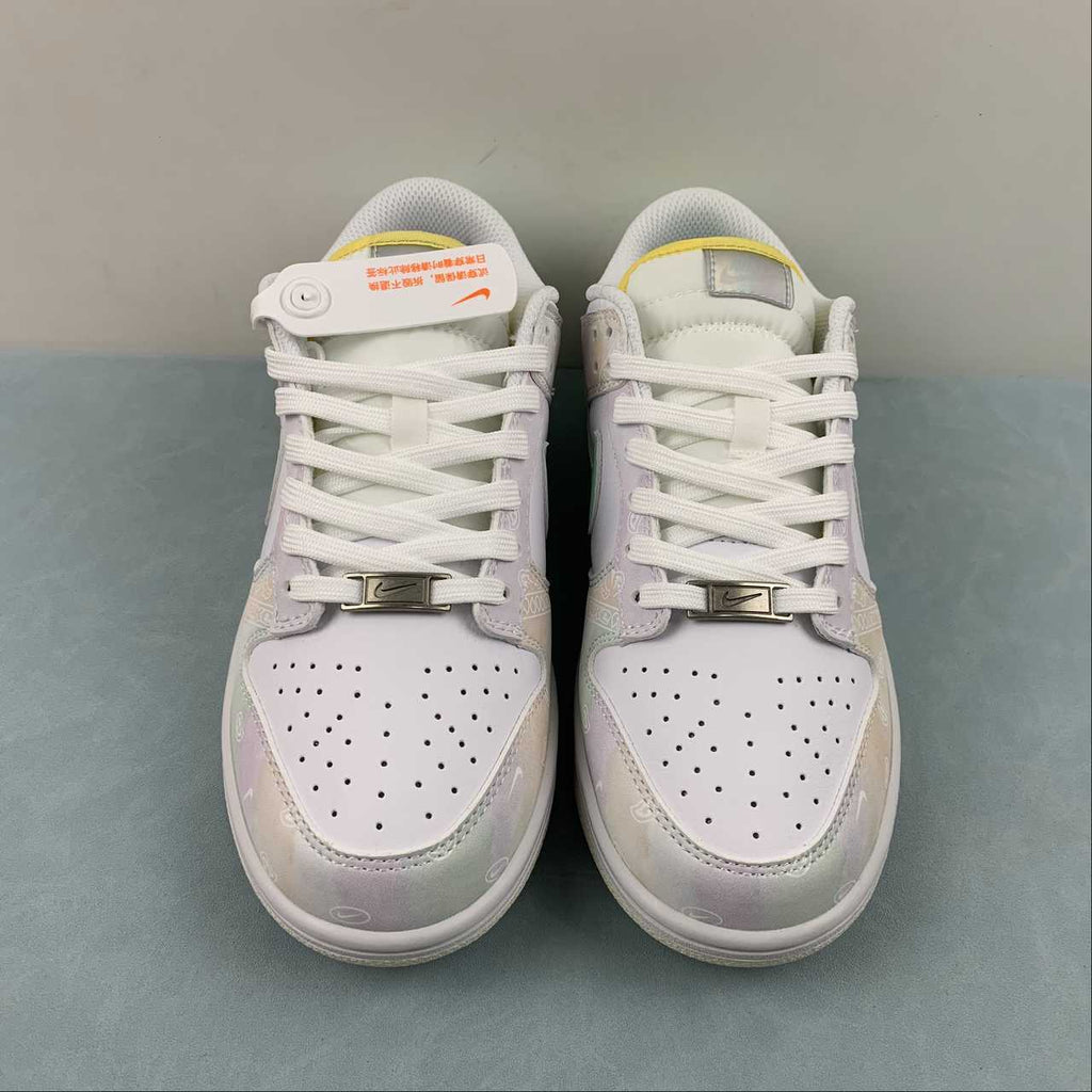 Nike Dunk Low Sneakers – White, Grey & Pale Yellow   FN6881-100