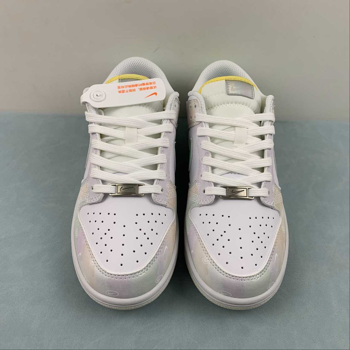 Nike Dunk Low Sneakers – White, Grey & Pale Yellow   FN6881-100