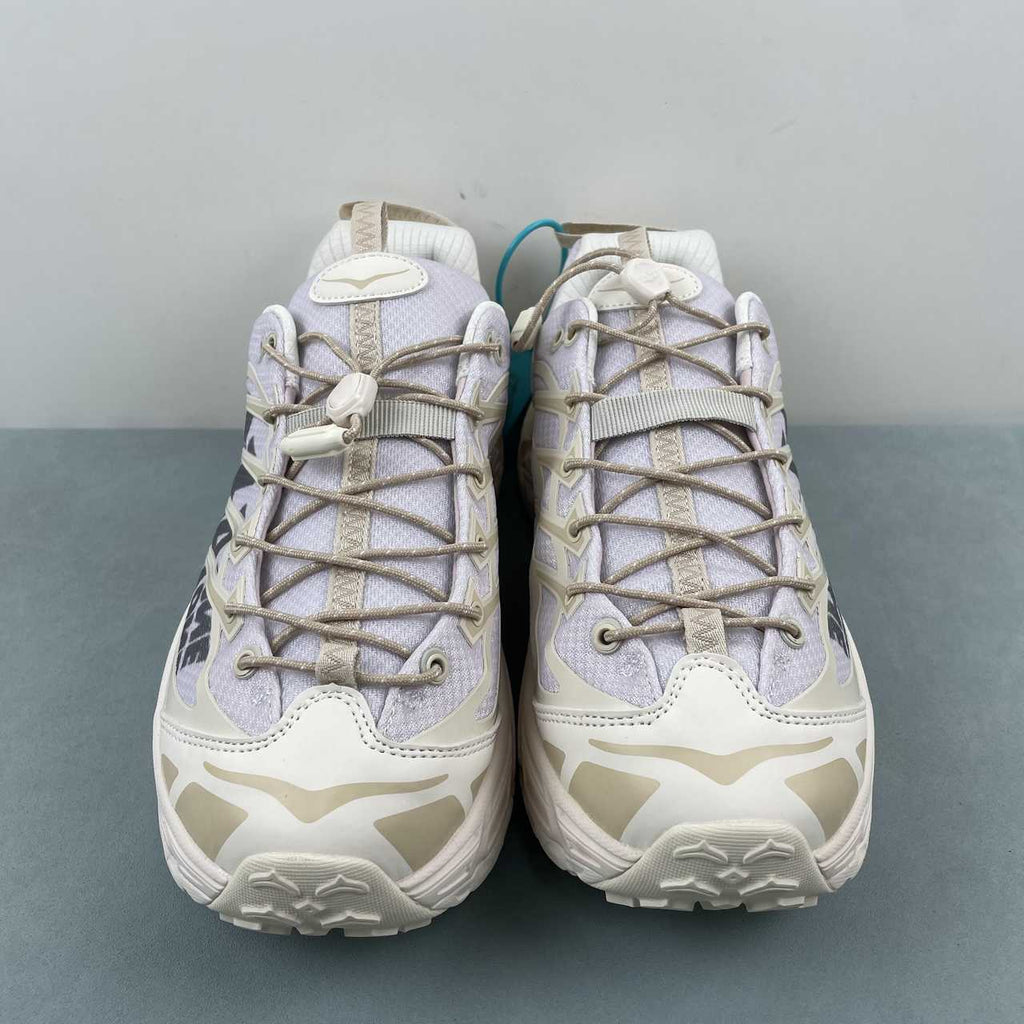 HOKA Trail-Inspired Sneakers – Light Gray & Cream