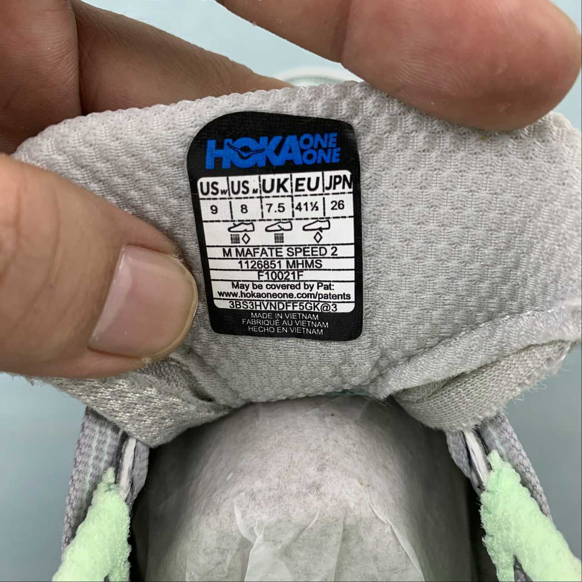 HOKA Gray & Light Green Lace-Up Sneakers