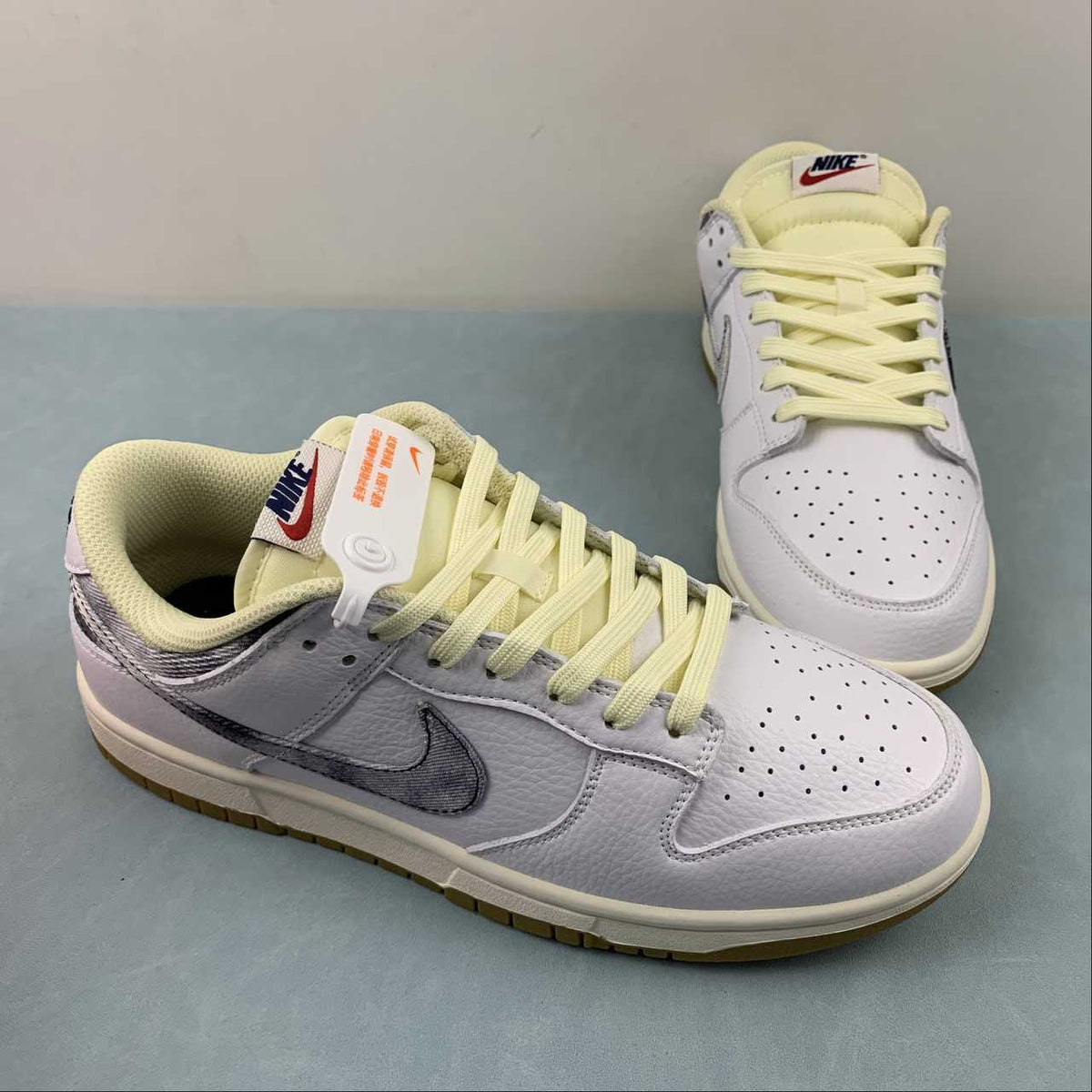 Nike Dunk Low Sneakers – White, Grey & Pale Yellow   FN6881-100