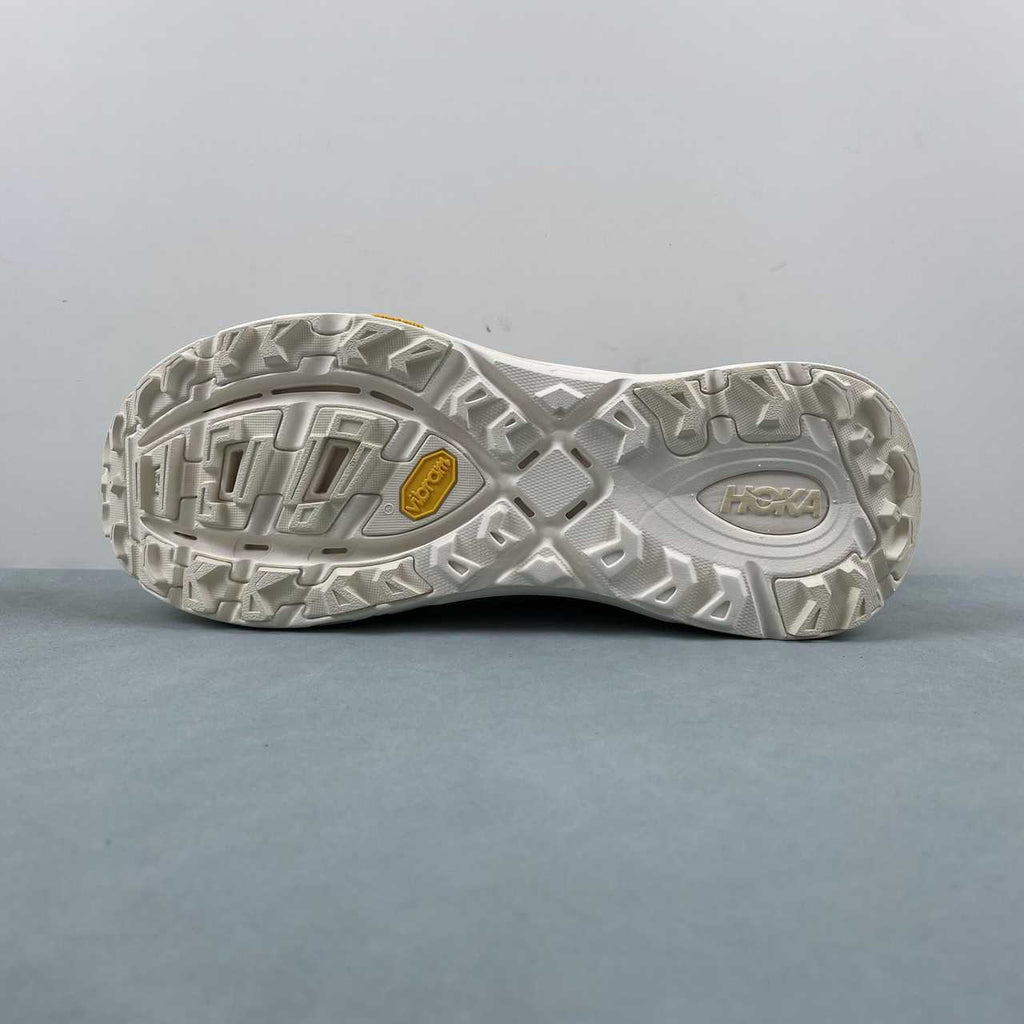 HOKA Trail-Inspired Sneakers – Light Gray & Cream