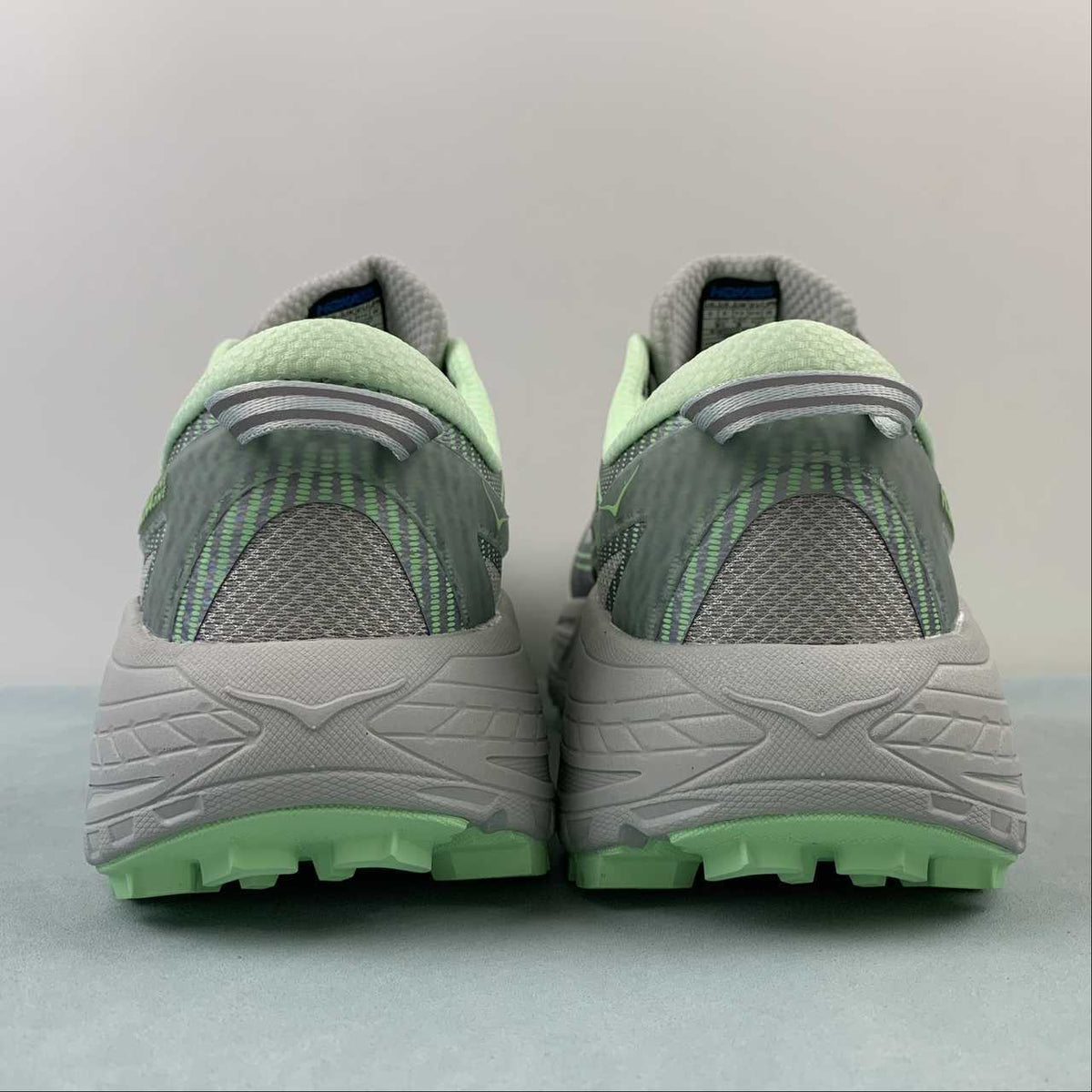 HOKA Gray & Light Green Lace-Up Sneakers