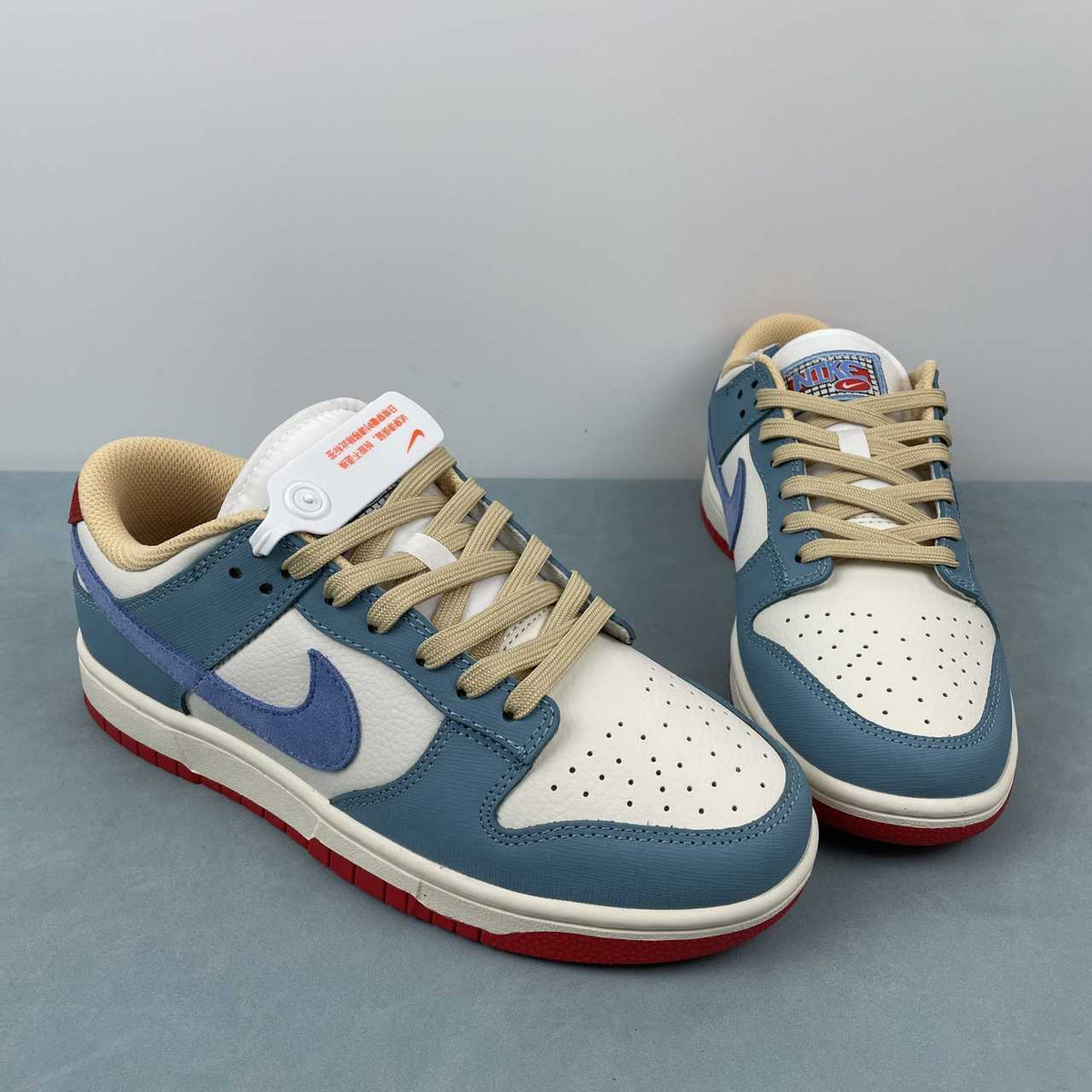 Nike Dunk Low Sneakers - Blue, Cream & Red  HJ9112-110